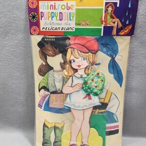 Blonde Hair Girl Paper Doll Flower Bouquet Pelican Blanc Vintage 1970 NOS Sealed